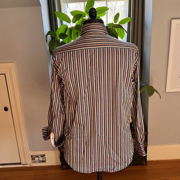 ROBERT GRAHAM Blue Green Stripes Paisley Cotton Medium Classic Long Sleeve Shirt - Picture 7 of 10